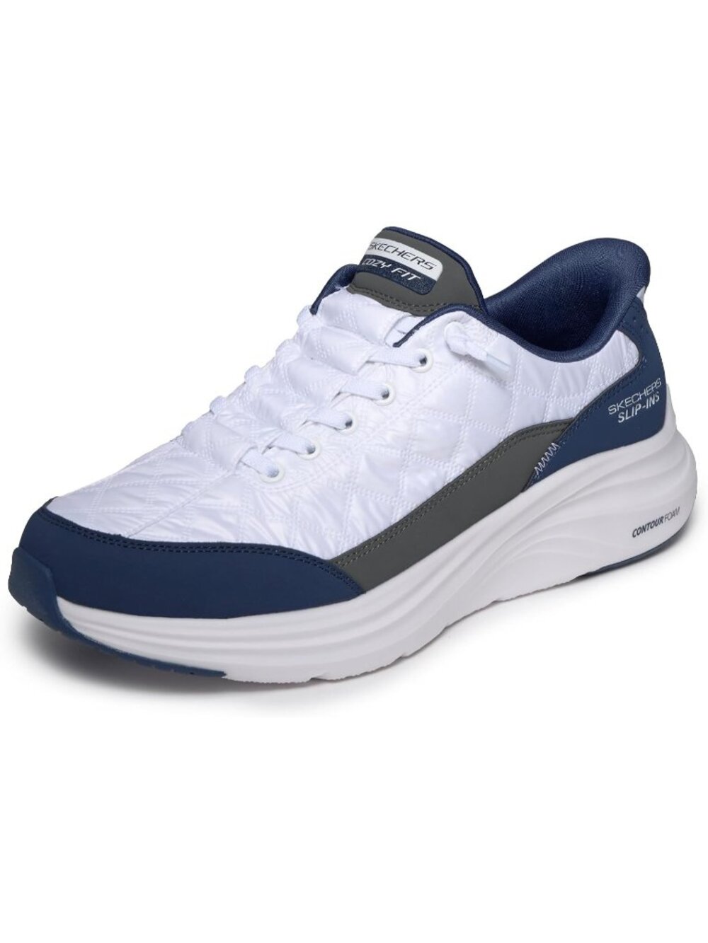 Men's White Navy Geschlossene Kappe Slip In Cozy Mesh Fit Casual Walking Sneaker